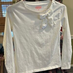 J Crew Crewcuts White Long Sleeve Kids Tee with Bow - New with Tags